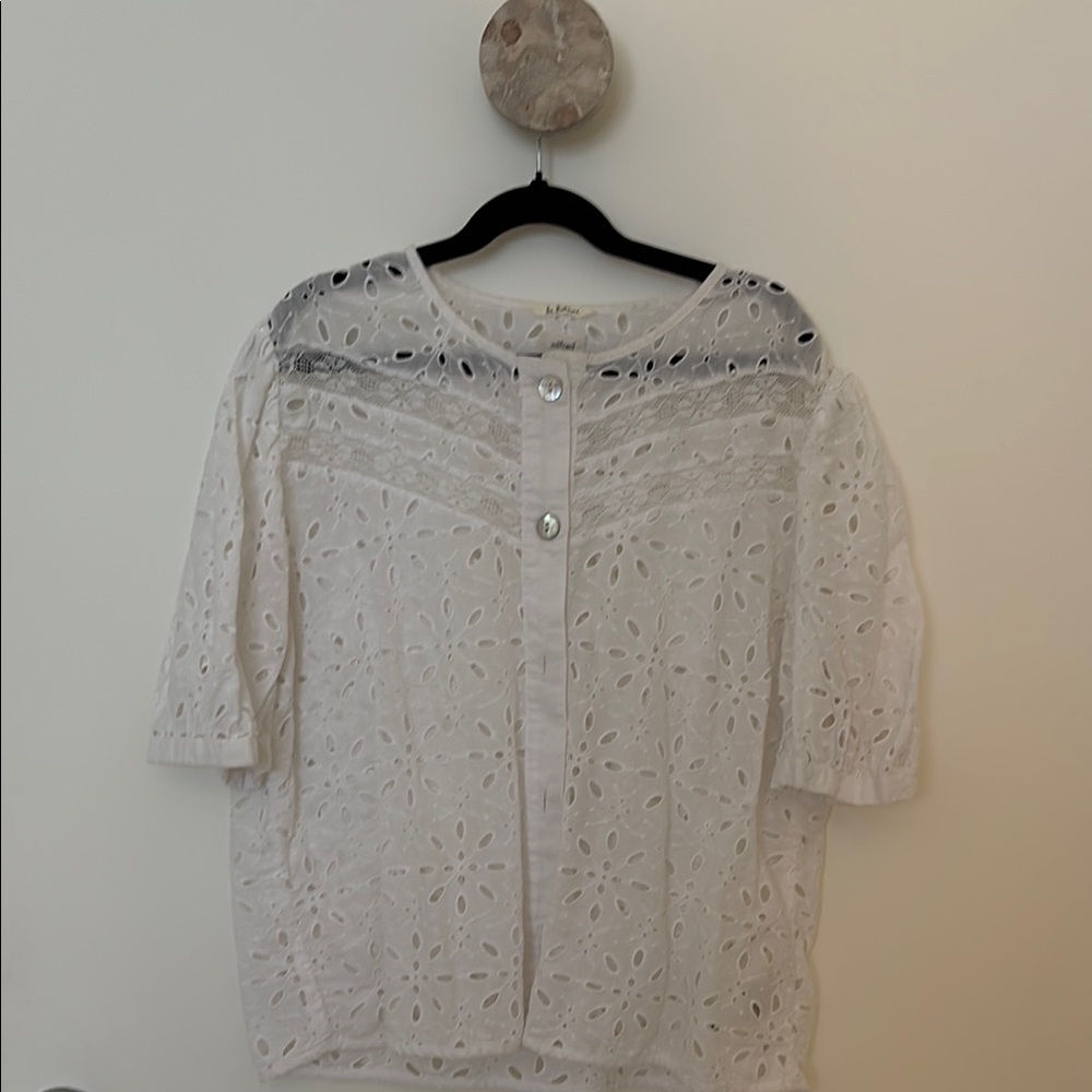 Wilfred White Boxy Blouse with Bib Collar